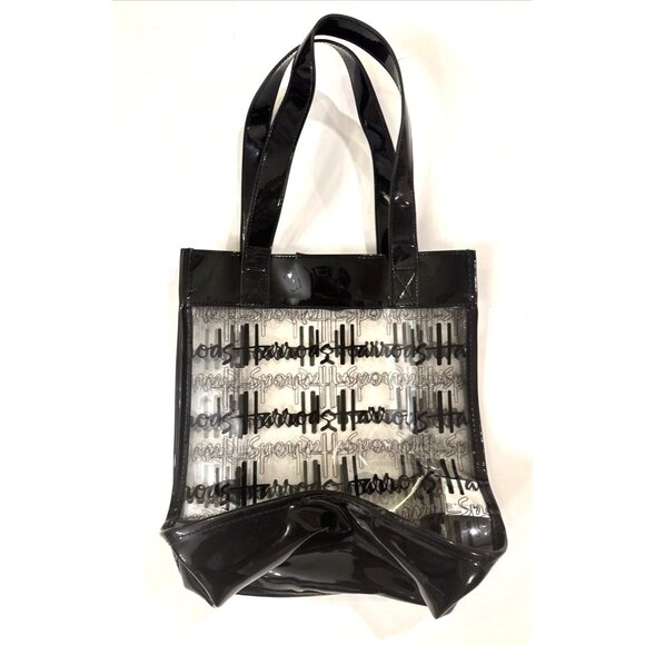 HARRODS Clear Tote Bag Double Handles Open Top - Picture 1 of 6